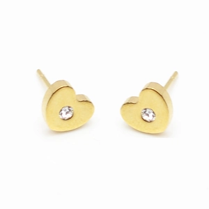 Boucles d'oreilles cœur dorées avec pierres de zircone cubique brillantes pour femme