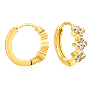 Elegante 18K vergoldete Creolen mit funkelndem Zirkonia-Blumendesign für Damen