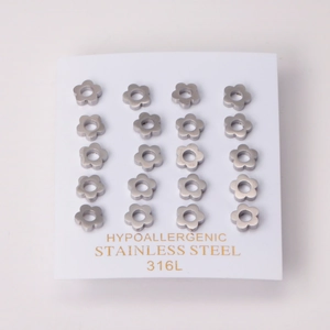 20pcs set of hypoallergenic 316L stainless steel floral stud earrings for women in silver