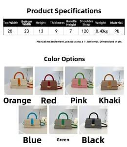 Größentabelle und Maße für die minimalistische PU-Leder Box Tasche in vielen Farben