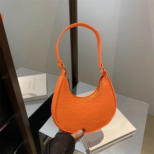 Dames Krokodillenpatroon PU-leer Onderarmtas Mode Halve Maan Hobo Schoudertas Effen Kleur Casual Elegant Rits Handtas