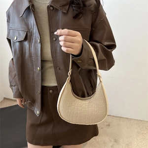 Chique beige handtas met krokodillenreliëf en elegante PU-lederen schouderband luxe