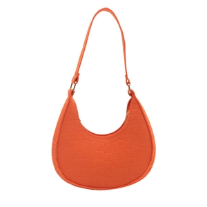 Sac hobo orange vif avec gaufrage crocodile et fermeture éclair sur le dessus
