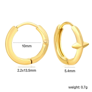 18K gold plated geometric huggie hoop earrings with dimensions and weight specs