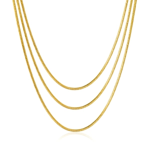 Three-layer gold snake chain necklaces with minimalist polished finish for women