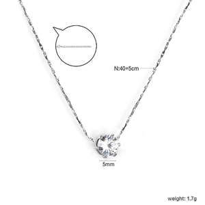 Dettagli della collana in argento che mostrano la catena 40+5cm e le dimensioni del pendente