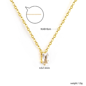 Elegante collana in acciaio inossidabile dorato con pendente in zircone rettangolo e 45cm