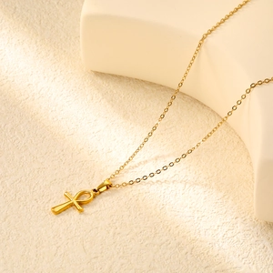 Ankh Cross Pendant Necklace Stainless Steel Gold Plated Egyptian Key Of Life Clavicle Chain Hip Hop Jewelry For Women
