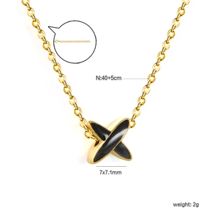 Collier X en acier inoxydable plaqué or 18K avec pendentif cœur 40+5cm 2g