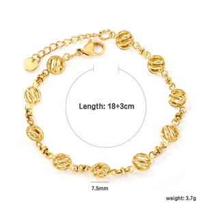Λεπτομέρεια από επιχρυσωμένο βραχιόλι 18K με κοίλες χάντρες από ανοξείδωτο ατσάλι