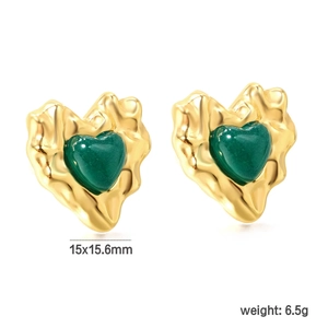 Détails des boucles d'oreilles cœur en or lave 15x15,6mm avec centre en résine