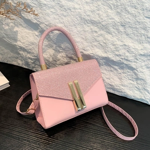 Damen Umhängetasche PU Leder Glitzer Pailletten Klappe Kleine Quadratische Handtasche Mit Metallschloss Elegant Alltag Party