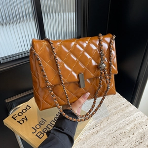 Sac Bandoulière Matelassé Femme Motif Losange Cuir PU Brillant Sac À Épaule Avec Bandoulière Chaîne Chic Élégant Mode