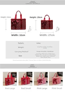 Guida alle taglie e materiali per borsa da matrimonio cinese rossa con carattere Xi