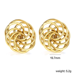 Detailansicht goldene mehrlagige Spiral-Ohrstecker mit 19,7 mm Durchmesser Angabe