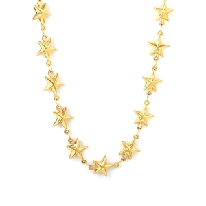 Elegante collana in acciaio inossidabile placcato oro 18K con ciondoli a stella vuota