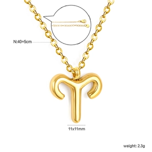 Aries zodiac bubble pendant necklace in 18k gold plated steel with 40+5cm chain size detail