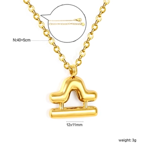 Macro view of Libra bubble pendant dimensions with lobster clasp detail in 18K gold finish