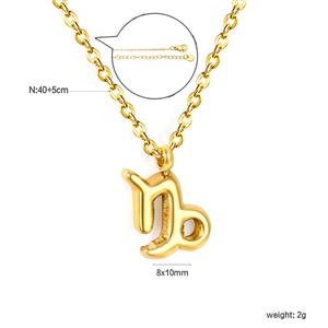 Detail view of gold Capricorn necklace with 40+5cm chain and lobster clasp
