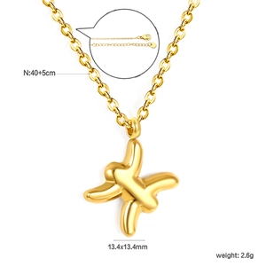 Detailed view of gold 18k balloon letter X pendant with lobster clasp and extension chain