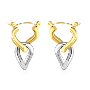 Modern two-tone interlocked chain link hoop earrings in polished gold and silver finish