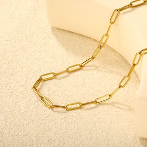 Collier maille trombone en acier inoxydable plaqué or 18 carats pour femme