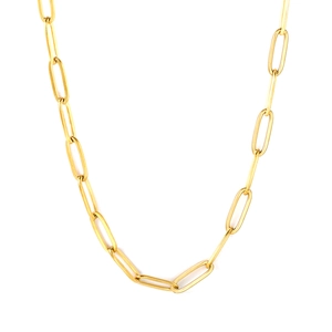 Collier trombone minimaliste en acier inoxydable plaqué or 18 carats au style moderne