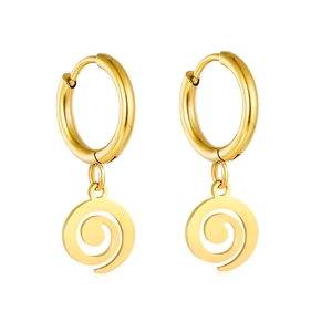 Créoles minimalistes en acier inoxydable plaqué or 18 carats avec pendentifs spirale