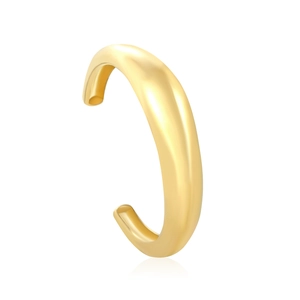 Irregular C-shaped open bangle in polished 18K gold plated stainless steel