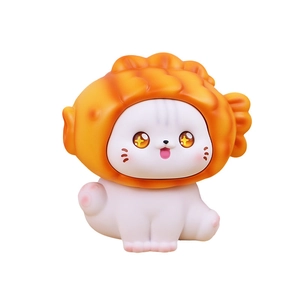 Tirelire chat mignon avec coiffe de poisson orange, cadeau d'anniversaire décoratif