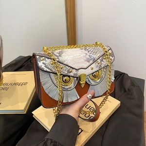Nouveauté Hibou Forme Sac Bandoulière Cuir PU Design Animal Chaîne Métal Sac À Épaule Pour Femmes Mode Tendance Chic