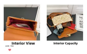 Vue détaillée du compartiment intérieur et de la capacité du sac à main vintage