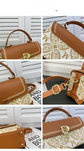 Détails de la toile vintage, du fermoir doré et de la broderie fine sur le sac à main