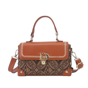 Sac à main vintage imprimé avec fermoir doré en D et bandoulière réglable pratique