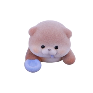Cute flocked otter and fish ornament for computer monitor and desktop decor