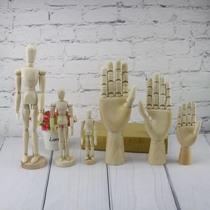 6-piece wooden mannequin set with flexible joints for artists and home decoration