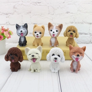 Cute Shaking Head Dog Bobblehead Car Dashboard Ornament Resin Miniature Puppy Figurine For Home Office Desk Decor