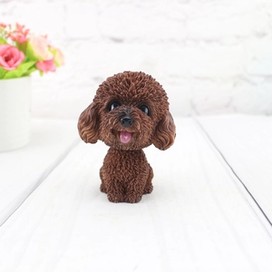 Close-up of deep brown resin teddy dog figurine with realistic bionic hair texture