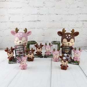 Cute Cartoon Forest Deer Desktop Decor Ornament Piggy Bank Pen Holder Vinyl Resin Material Home Office Decorative Gift