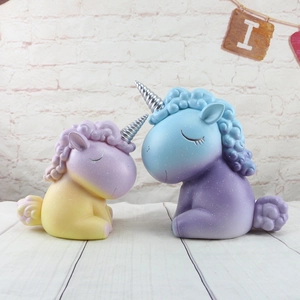 Set de huchas de unicornio de ensueño con purpurina azul y violeta para decorar