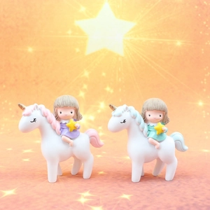 Resin Unicorn Princess Girl Riding Figurine Holding Star For Desktop Decor Cake Topper Car Interior Dreamy Cute Gift