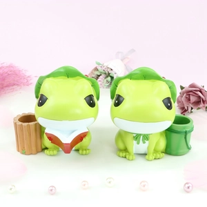 Cute frog night light resin figurines for home decor and desktop stationery storage