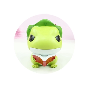 Cute green frog night light piggy bank holding a book with lotus leaf decoration