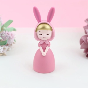 Figurine de princesse lapin rose pour décoration créative de gâteau d'anniversaire