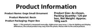 Detailed specification of resin palace princess cake topper showing 100g weight and box packaging