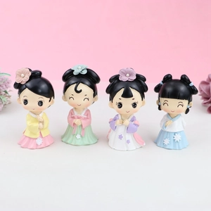 Chinese Style Miniature Figurine Resin Hanfu Girl Ancient Costume Cartoon Princess Cake Topper Home Desk Decor Gift