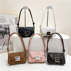 Chic underarm bags in five colors with gold M buckle and letter print for stylish women