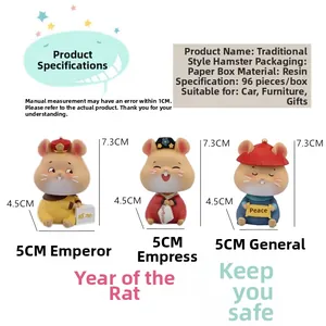 Detailed resin mouse figurines in traditional Chinese court costumes for car interiors