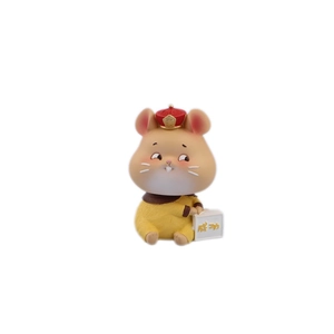 Cartoon Chinese style hamster car ornament wearing traditional robe with success sign