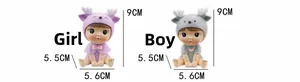 Detailed view of cute cartoon deer figurines for cake toppers and car decor